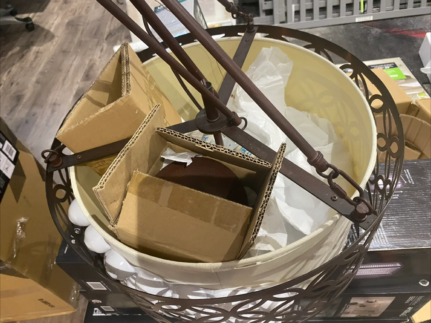 Elegant Bronze Chandelier with Cream Shade image indicator(3)