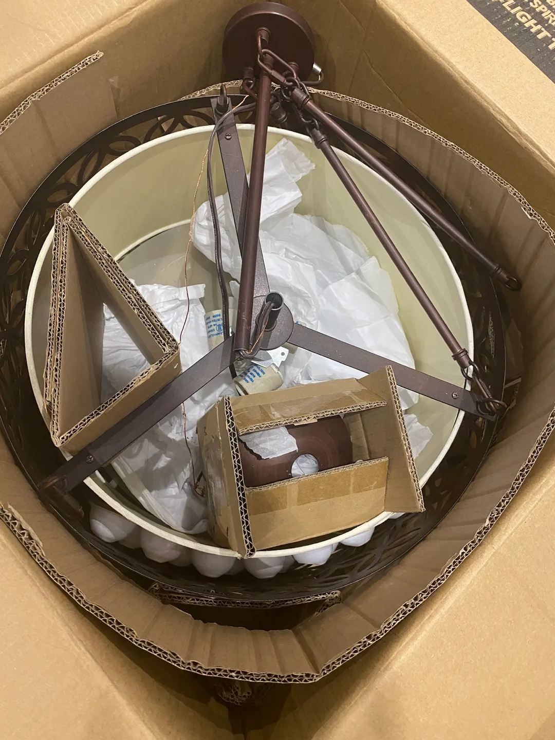 Elegant Bronze Chandelier with Cream Shade image indicator(5)