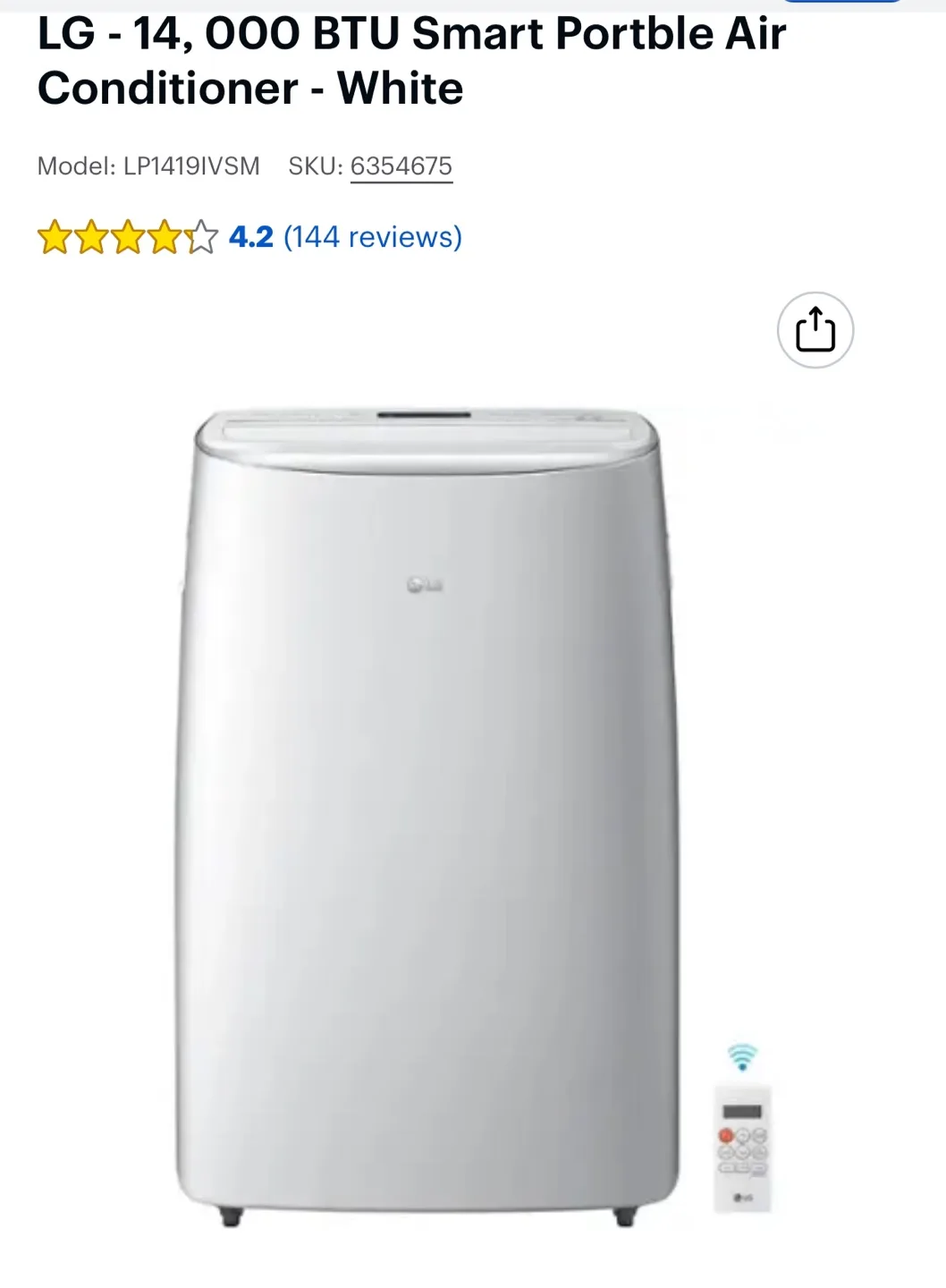 LG 14,000 BTU Smart Portable Air Conditioner - White image indicator(5)