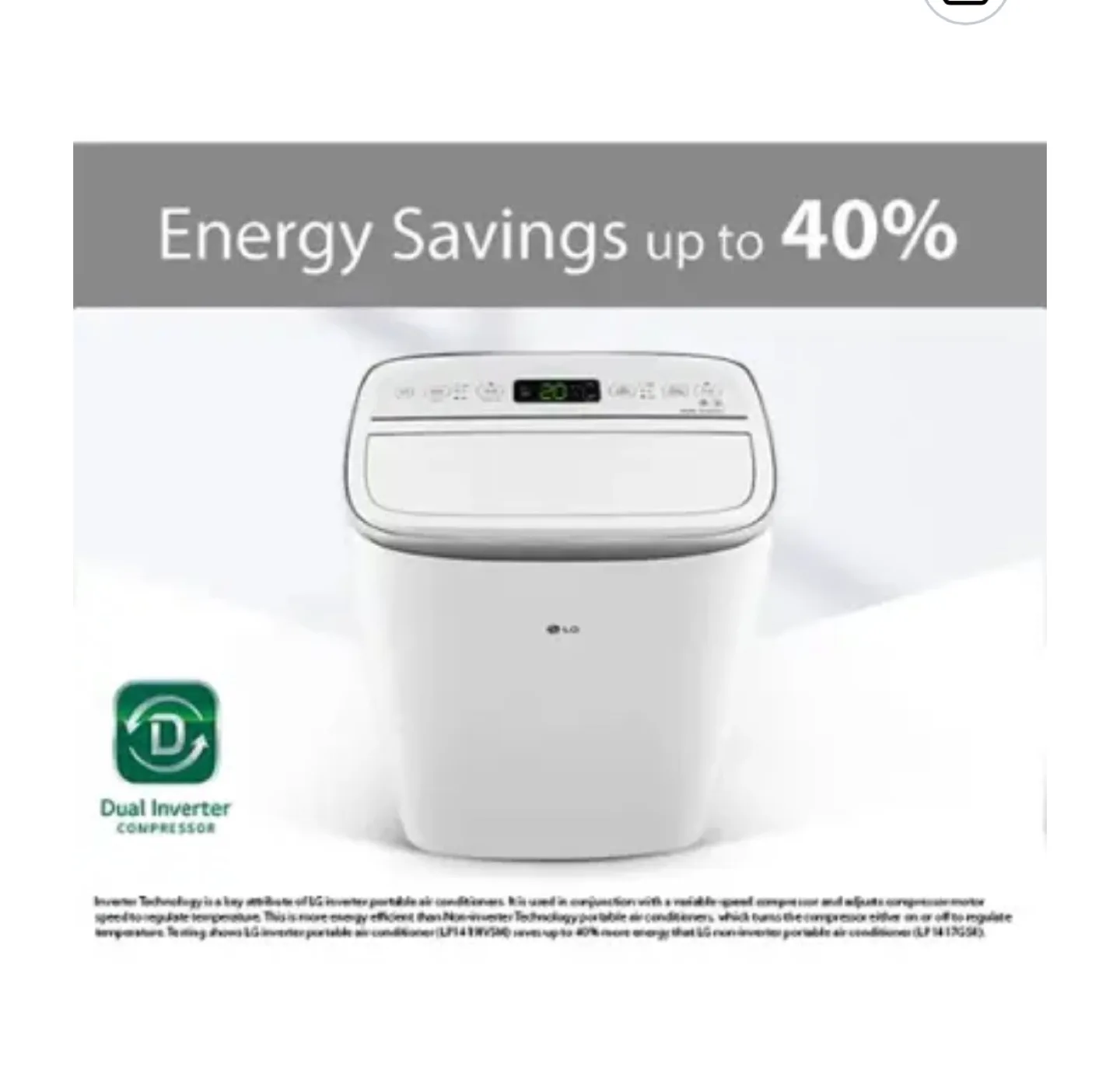 LG 14,000 BTU Smart Portable Air Conditioner - White image indicator(6)