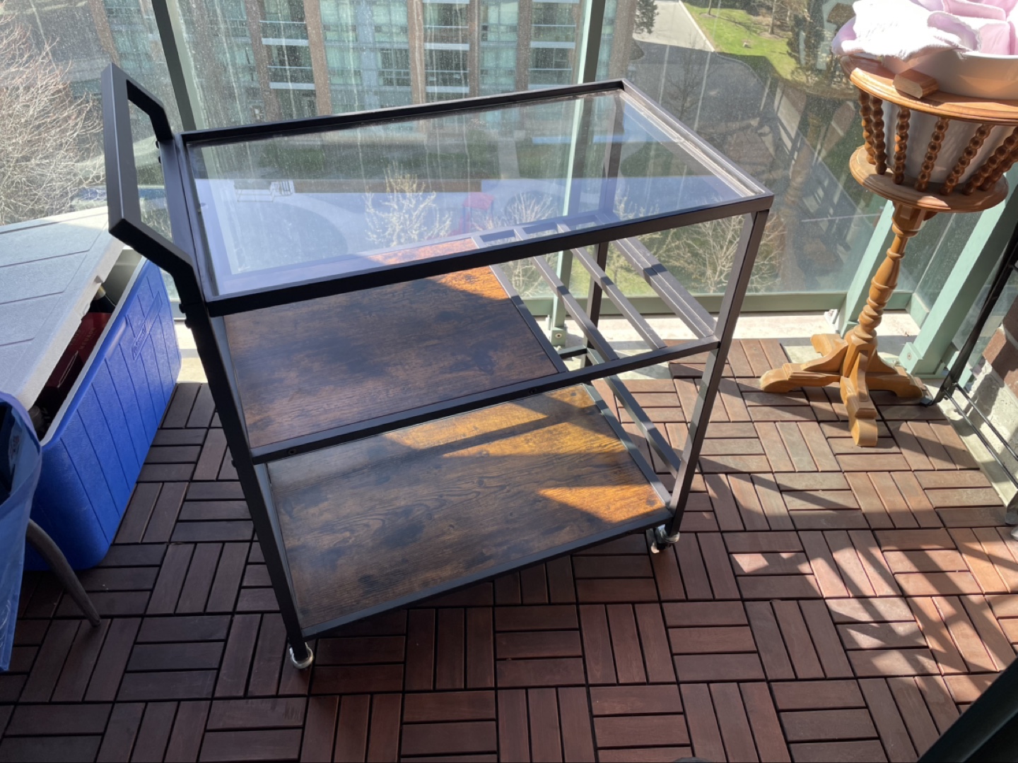 Bar Cart with glass top