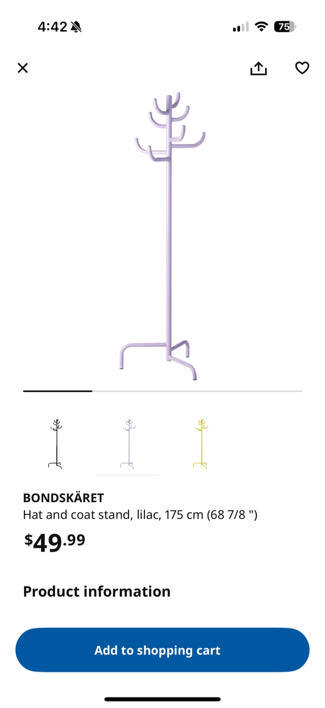 IKEA BONDSKÄRET Hat and Coat Stand - Lilac