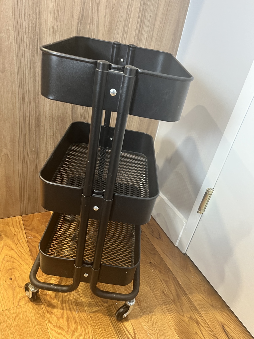 Black 3-Tier Rolling Cart