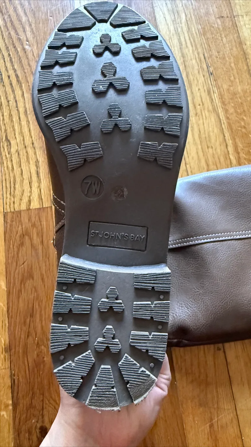 Women's Brown Leather Tall Riding Boots - Size 7W image indicator(4)