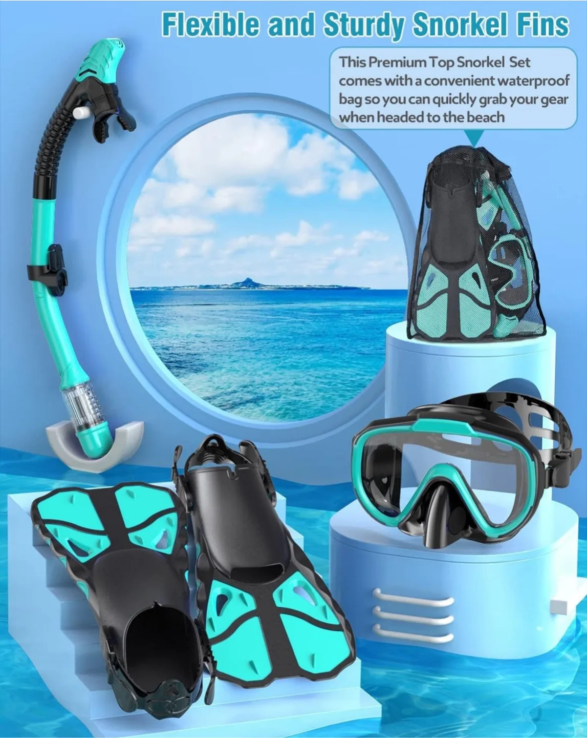 Venqiedo Adult Snorkel Set with Fins image indicator(5)