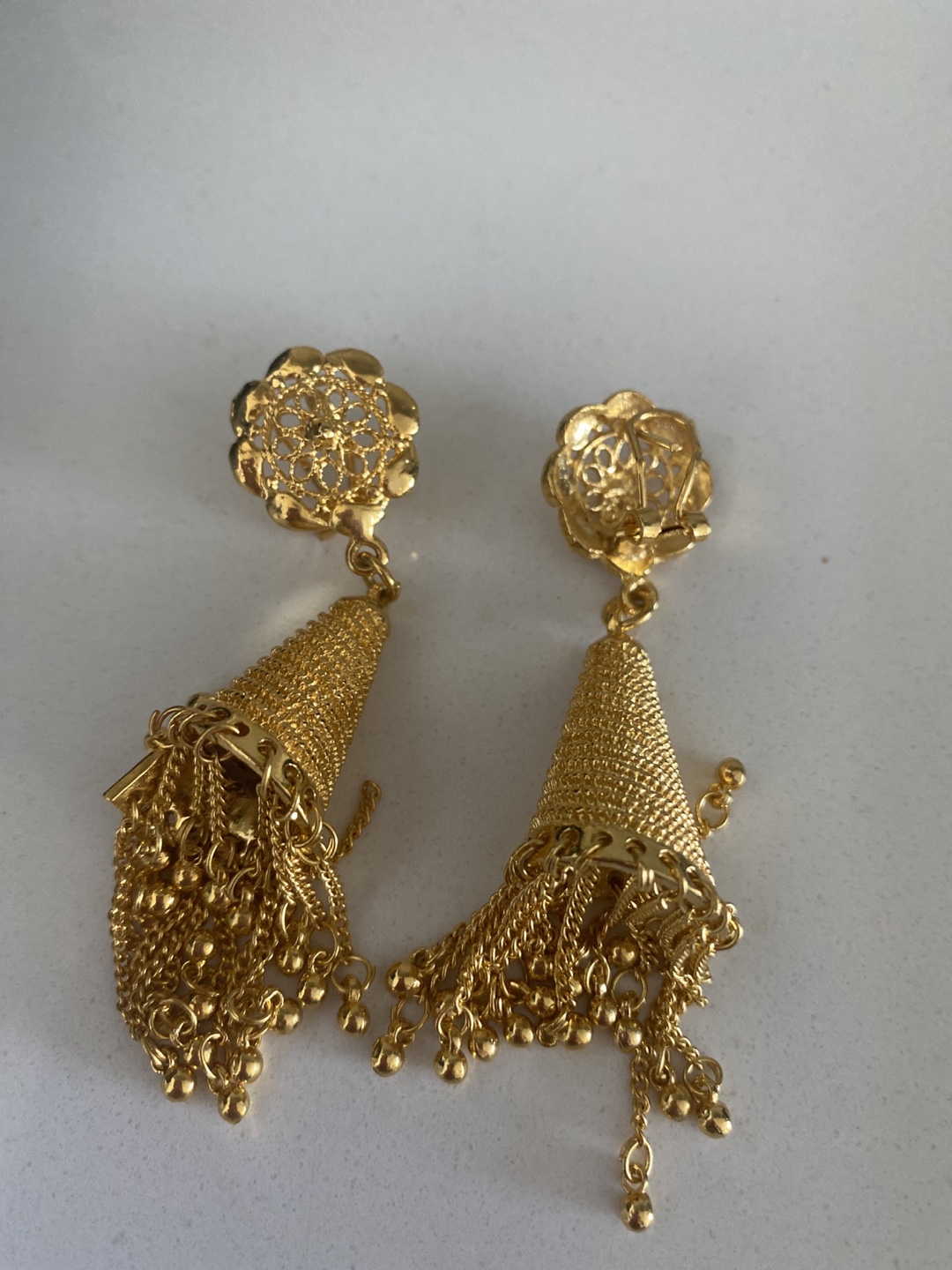 Gold Tone Tassel Drop Earrings