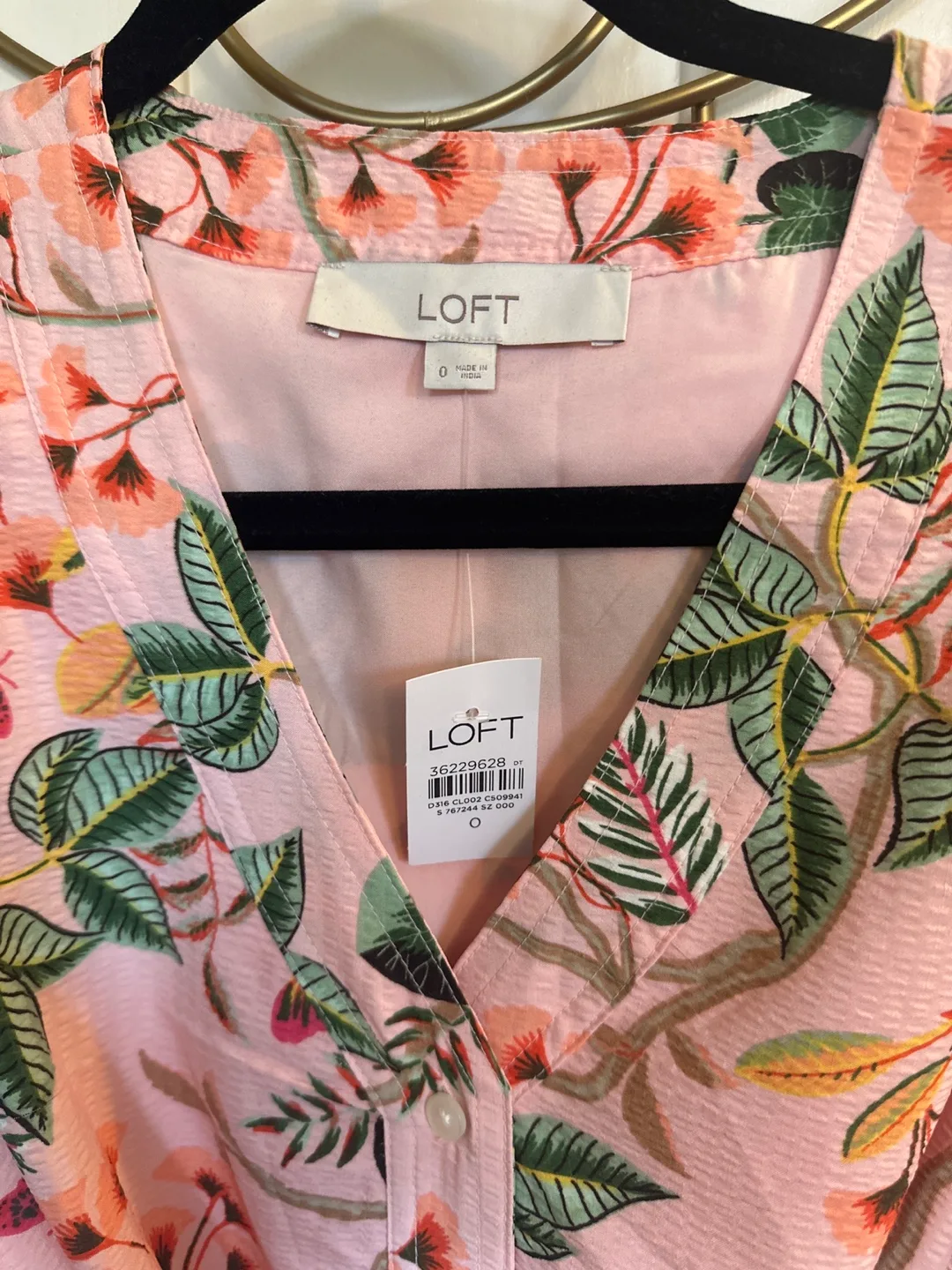 LOFT Pink Floral Midi Dress Size 0 image indicator(3)