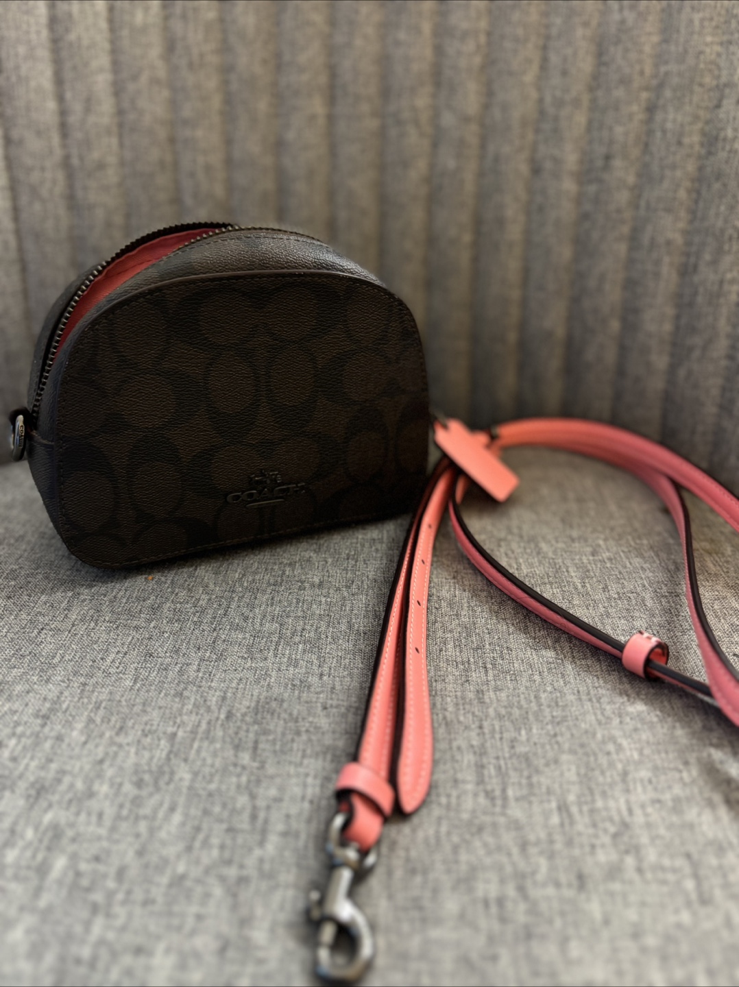 Coach Half-Moon Crossbody Bag - Brown Signature Canvas
