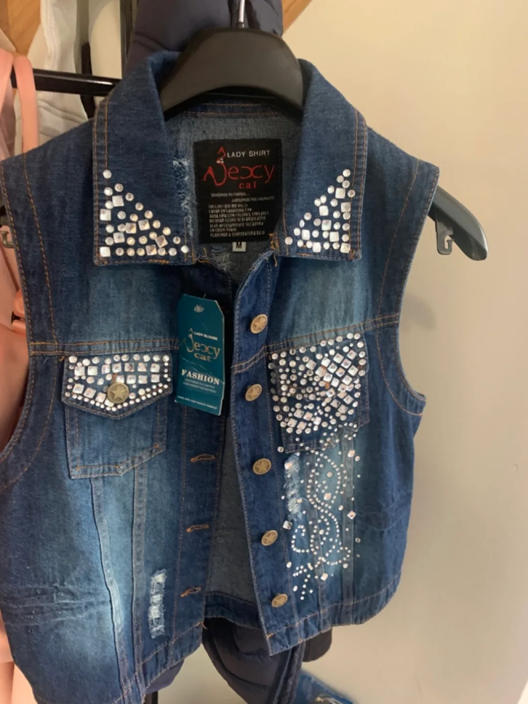 Sexy Cat Denim Vest - Size Medium thumbnail