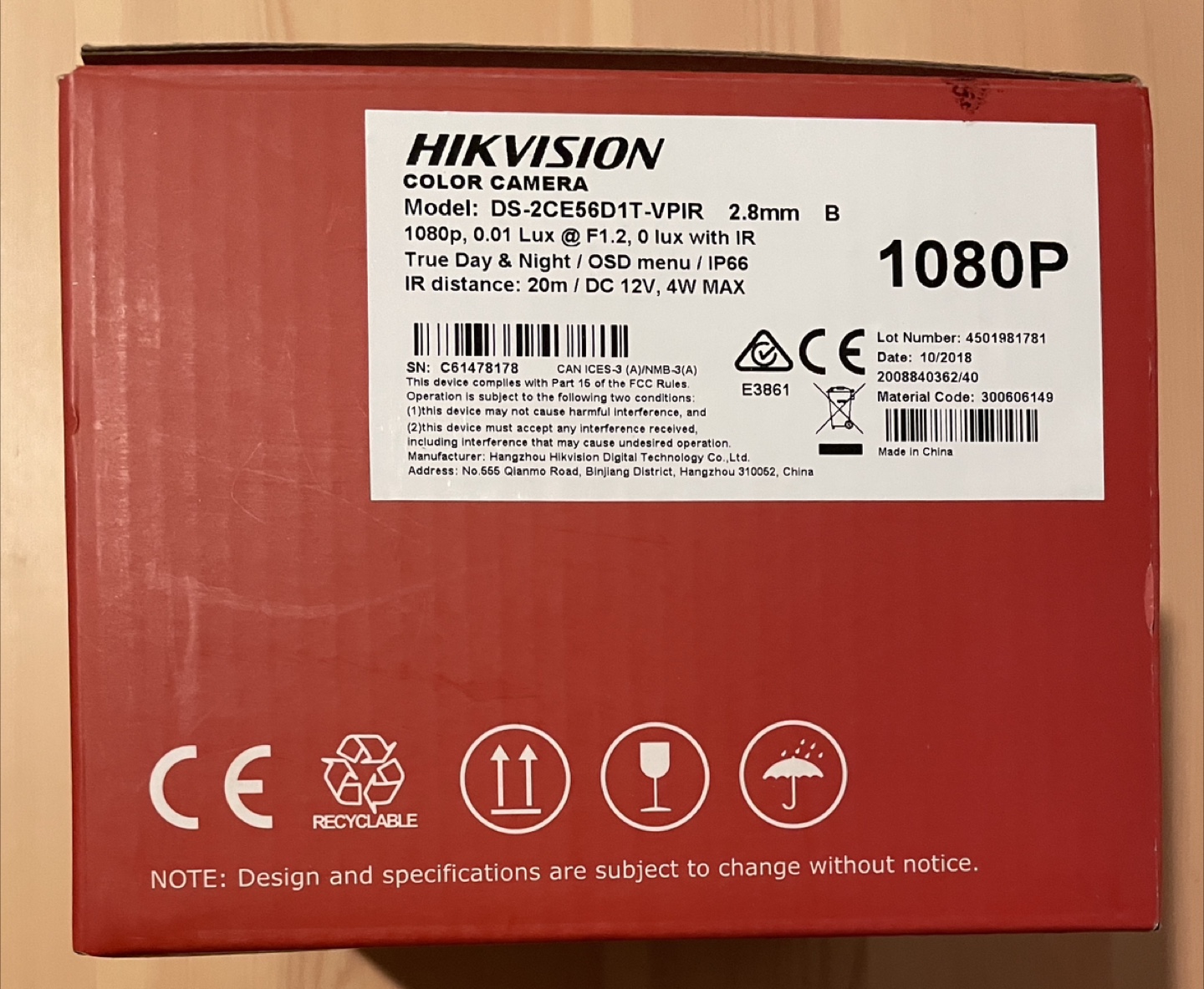 Hikvision Turbo HD 1080p Color CCTV Camera - DS-2CE56D1T-VPIR - photo 2