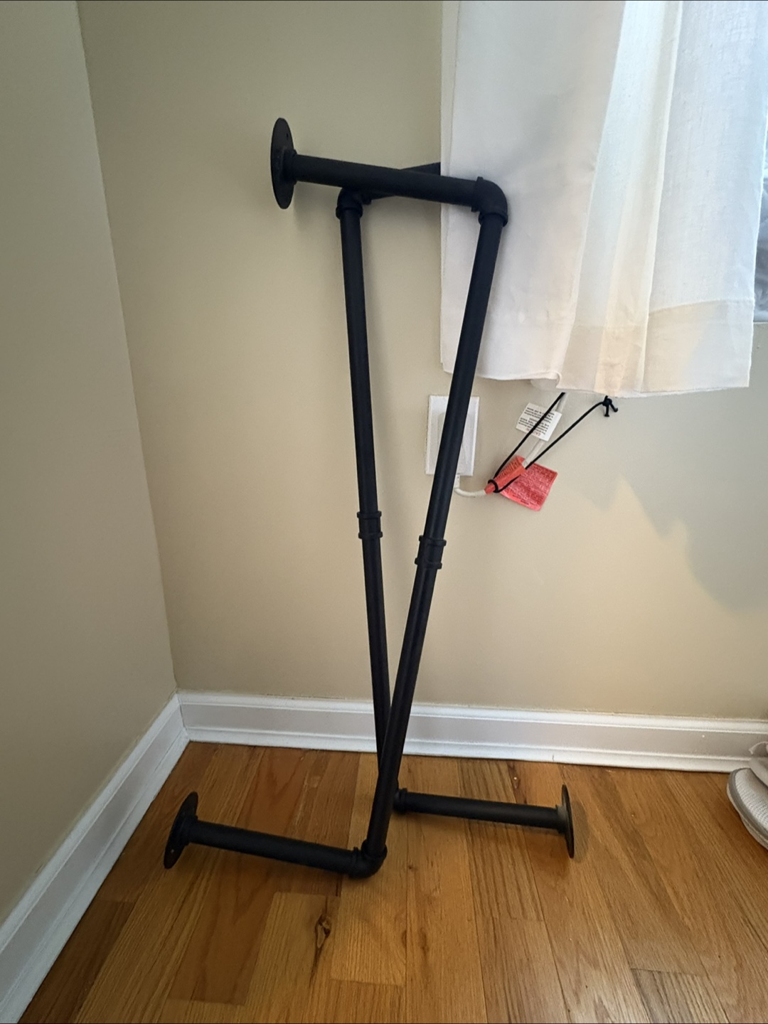 Set of Two 36" Black Pipe Wall Mounted Clothes Racks