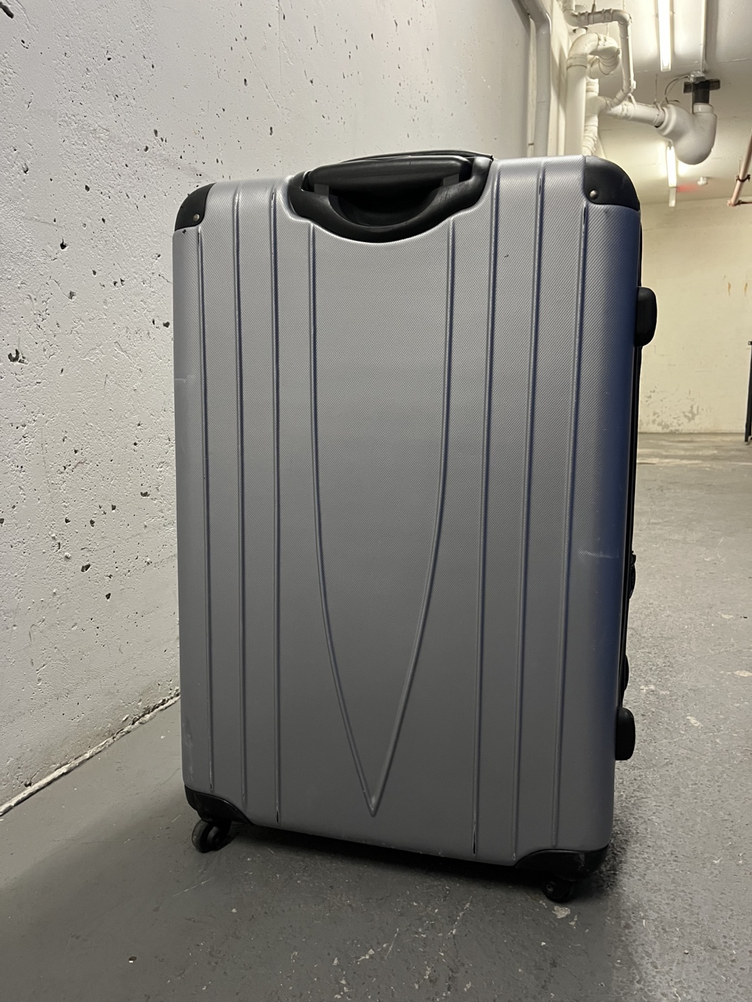 Large Silver Suitcase with Wheels
