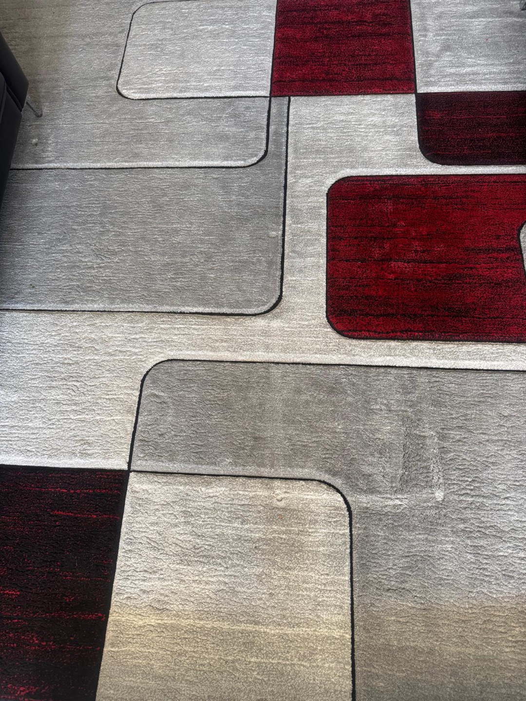 Modern Abstract Red and Grey Area Rug - photo 2