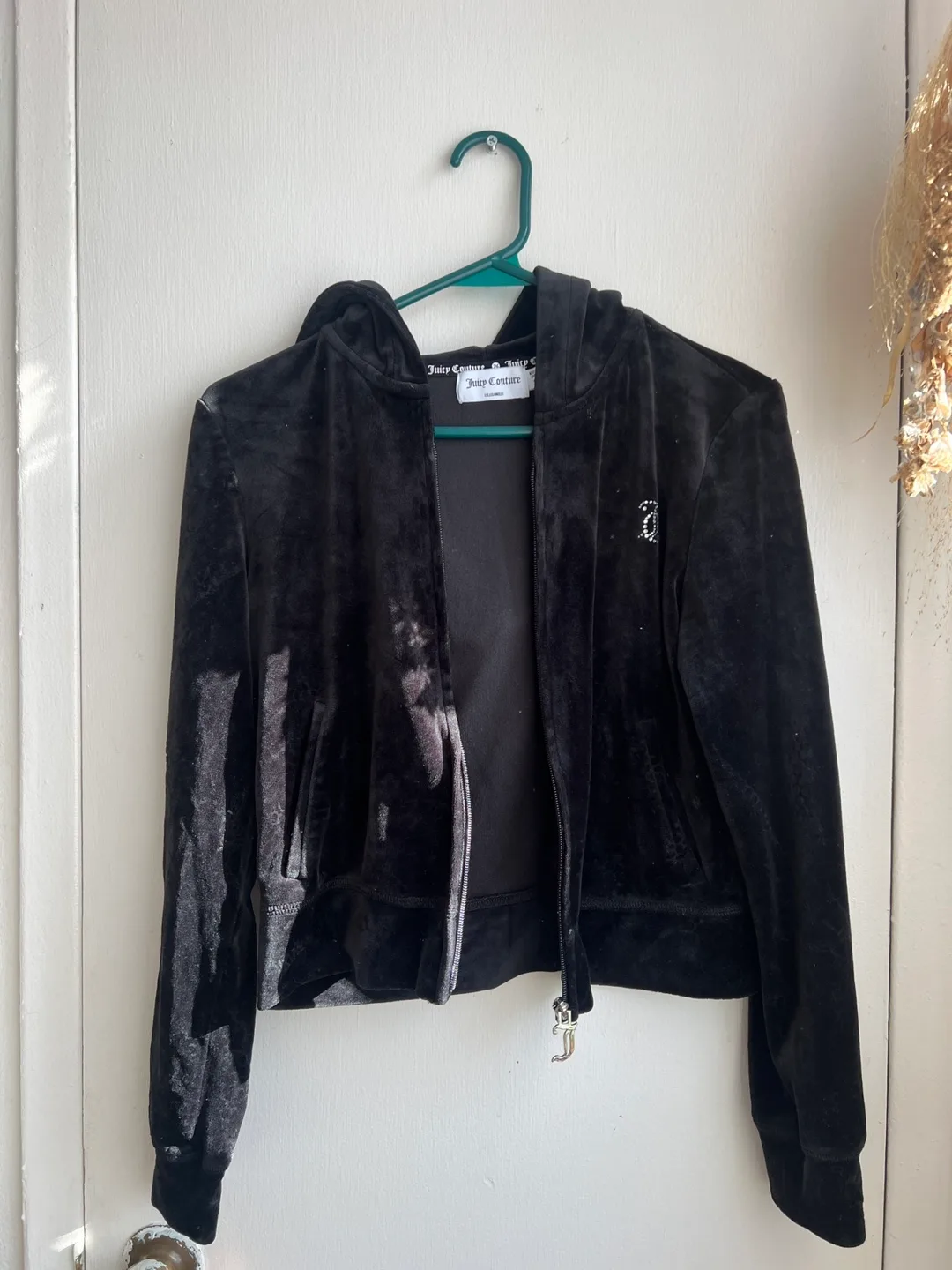 Juicy Couture Black Velour Zip-Up Hoodie thumbnail