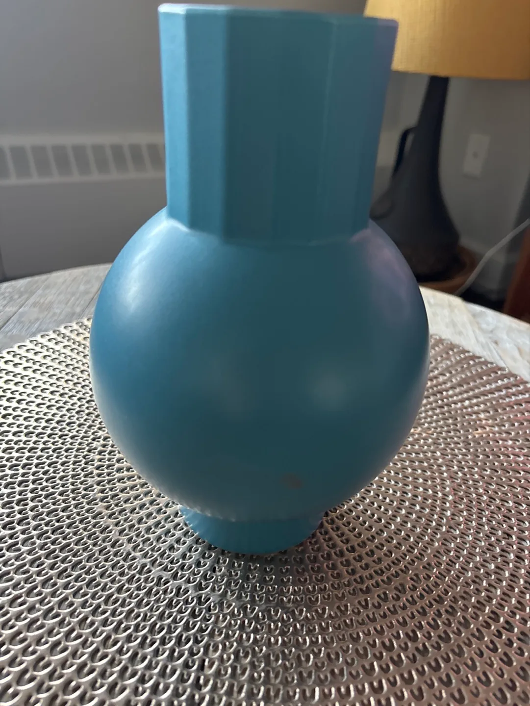 IKEA Unique Teal Blue Ceramic Vase thumbnail