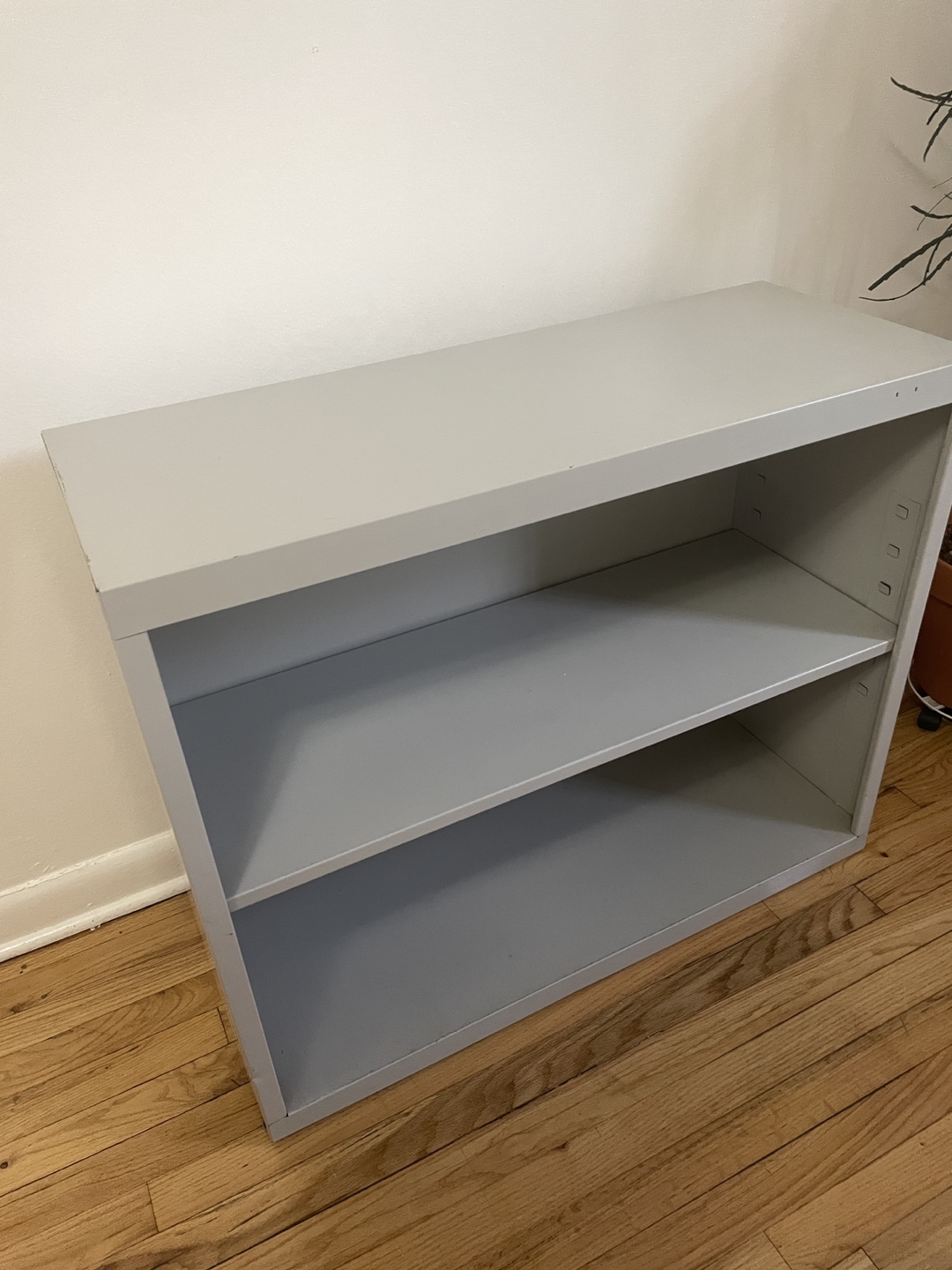 Gray Metal 2-Shelf Bookcase