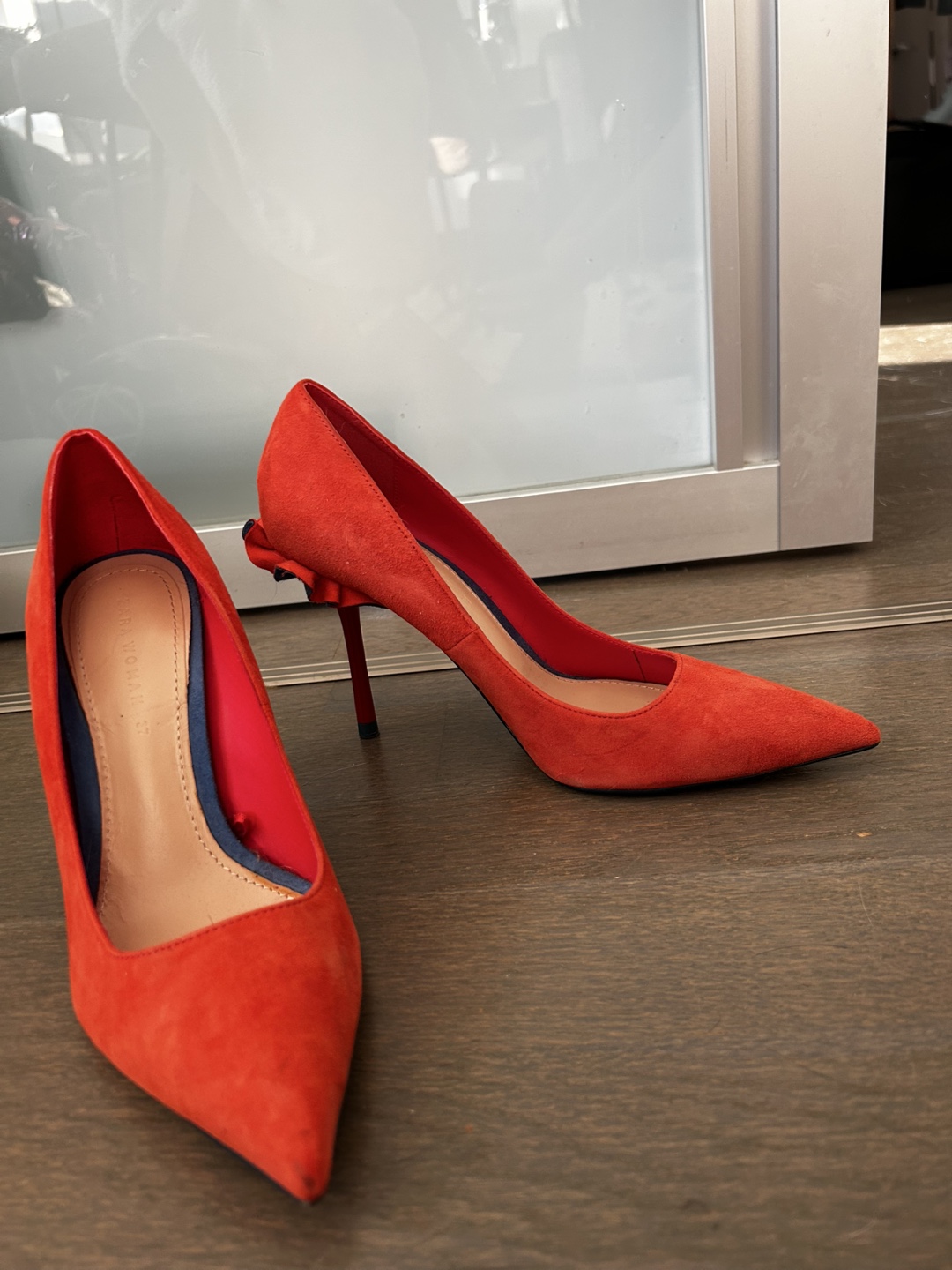 Zara Faux Suede High Heels with Ruffles