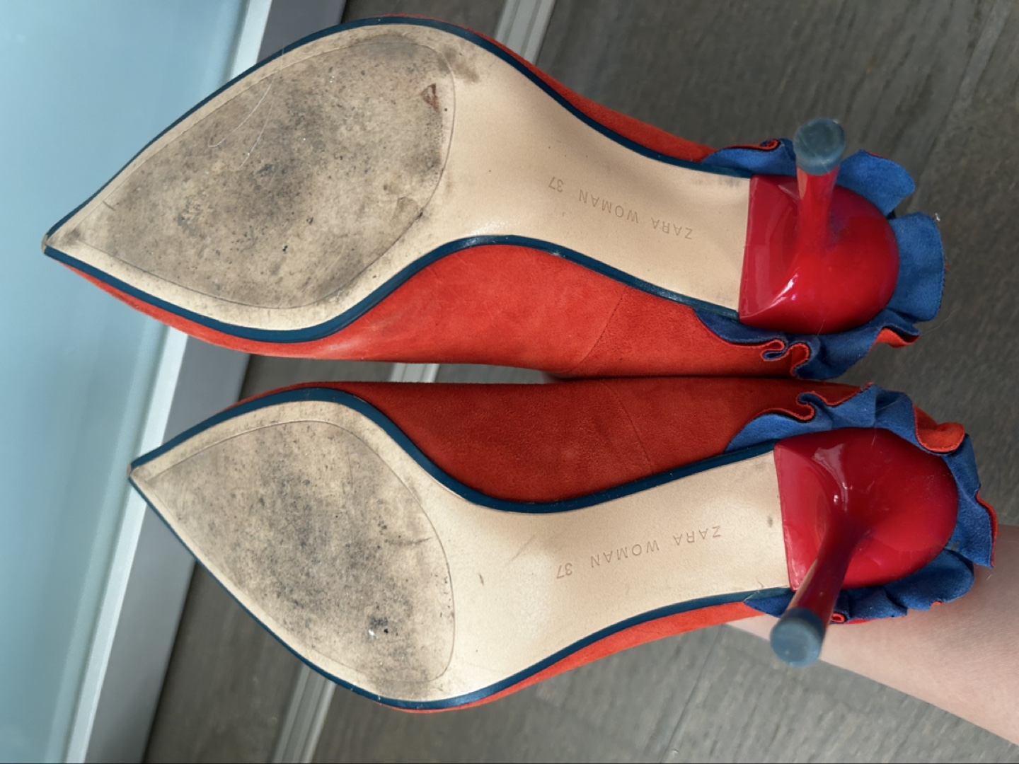 Zara Faux Suede High Heels with Ruffles - photo 3