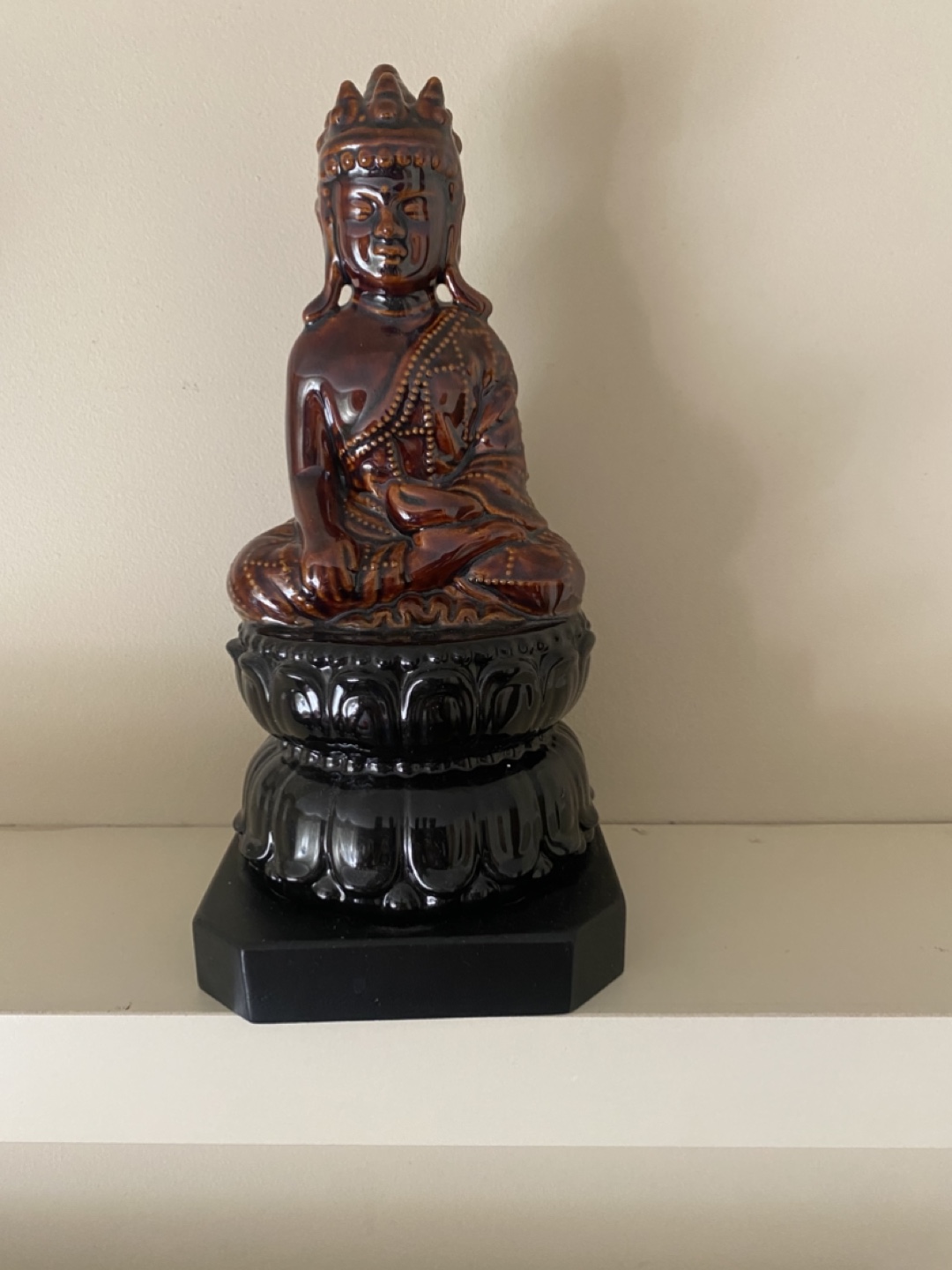 Brown Glazed Ceramic Buddha Statue