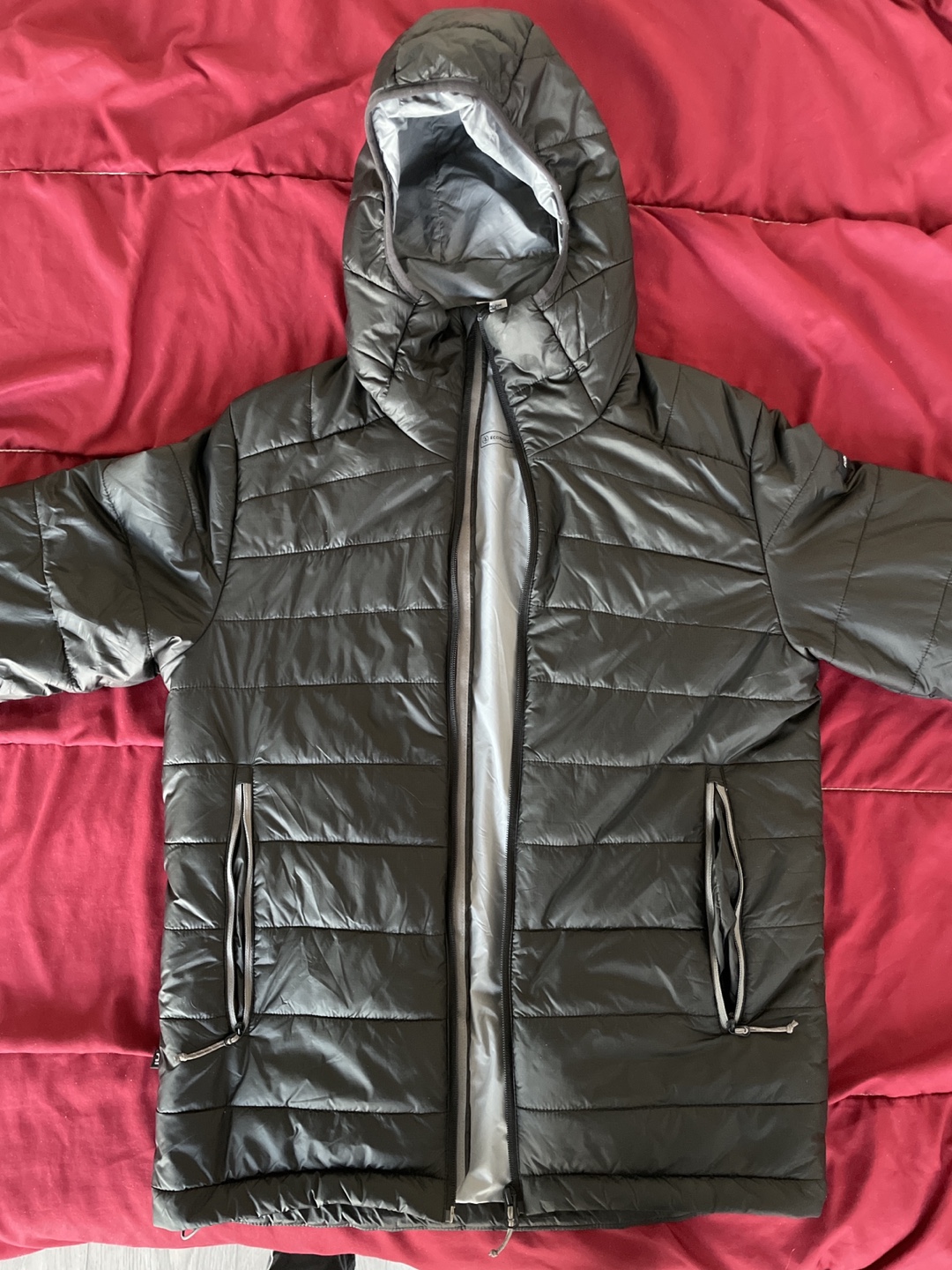 Men's Black Decathlon Hooded Puffer Jacket (M)