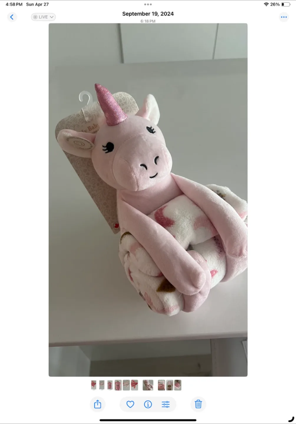 Pink Unicorn Security Blanket thumbnail