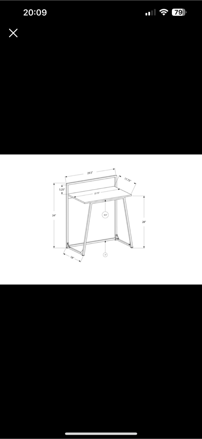 Small Writing Desk - Black Metal Frame