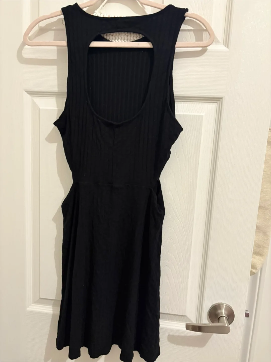Black ribbed skater dress with cut-outs image indicator(3)