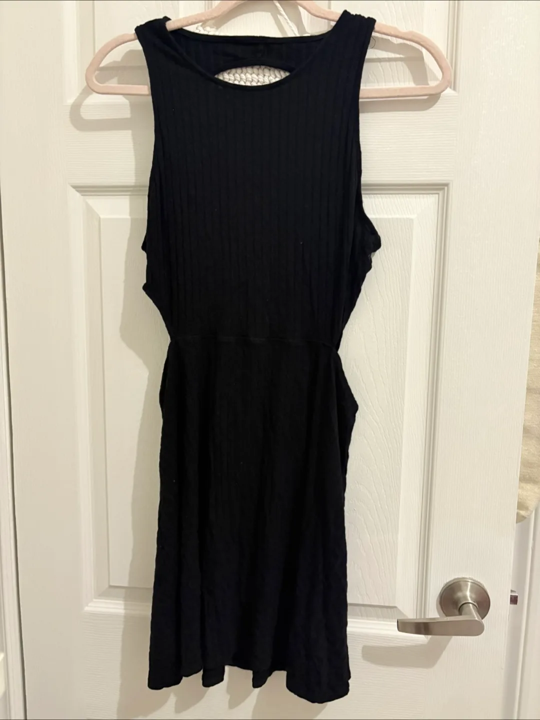 Black ribbed skater dress with cut-outs image indicator(2)