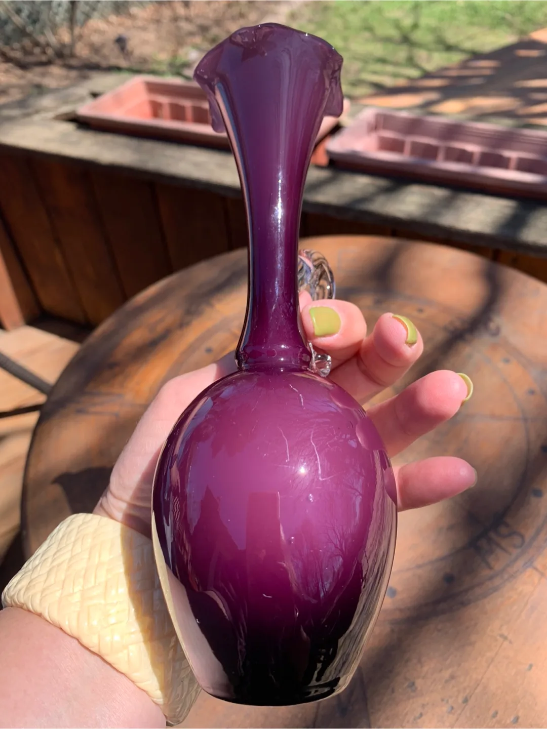 Vintage Murano-style Glass Vase with Handle image indicator(6)