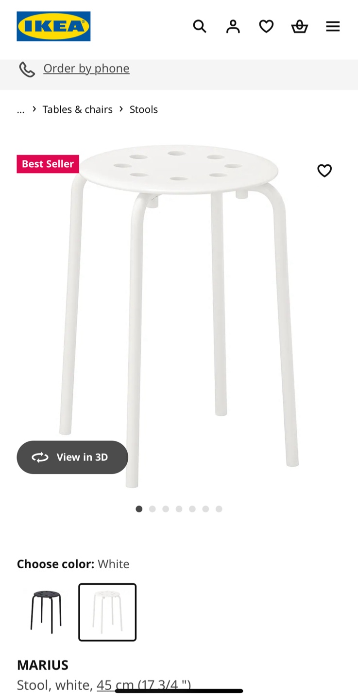 Pair of IKEA Marius Stools - White