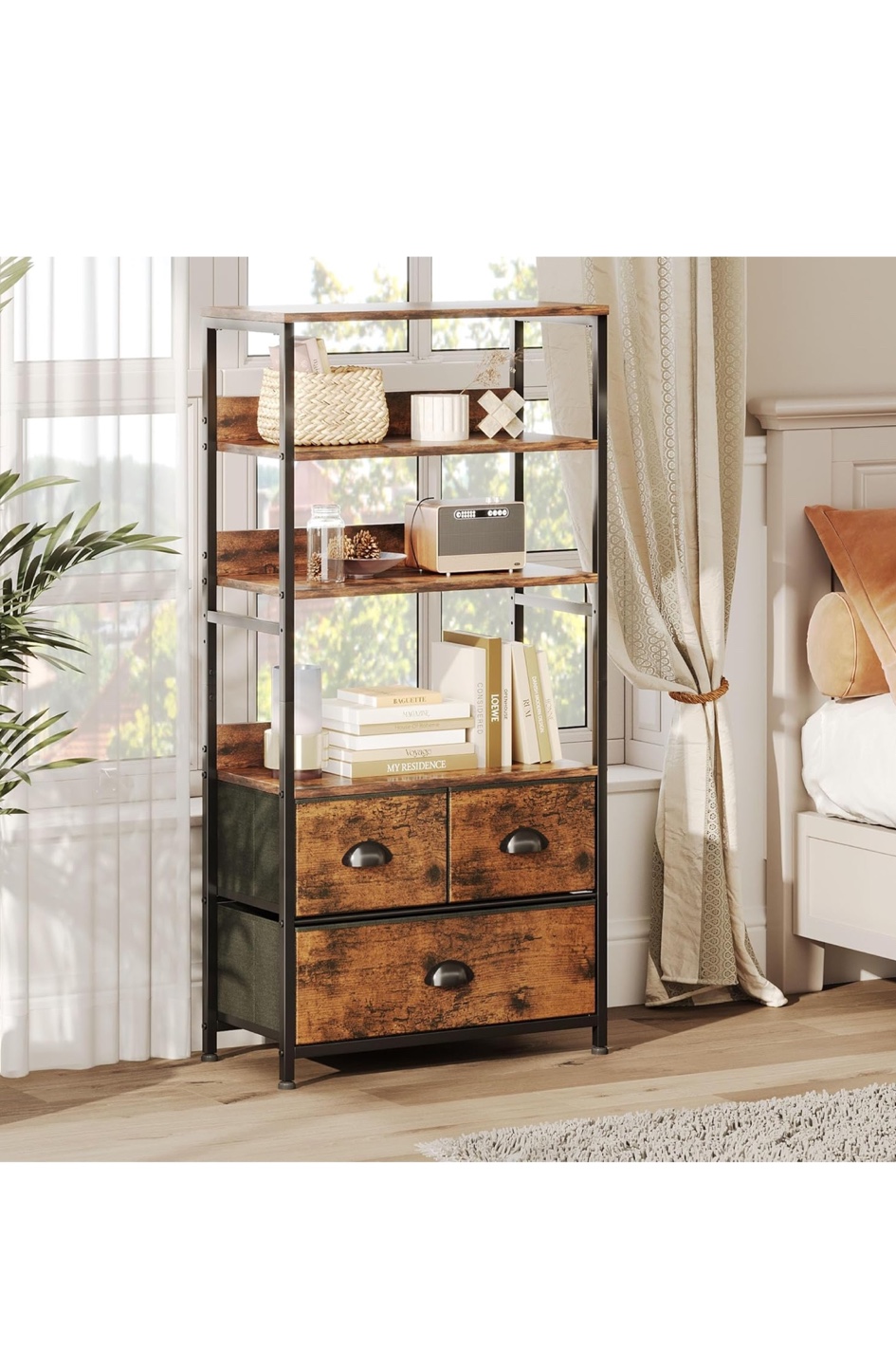 Industrial-Style Storage Shelf with Drawers - photo 2