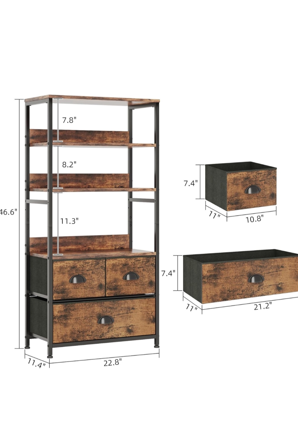 Industrial-Style Storage Shelf with Drawers - photo 3