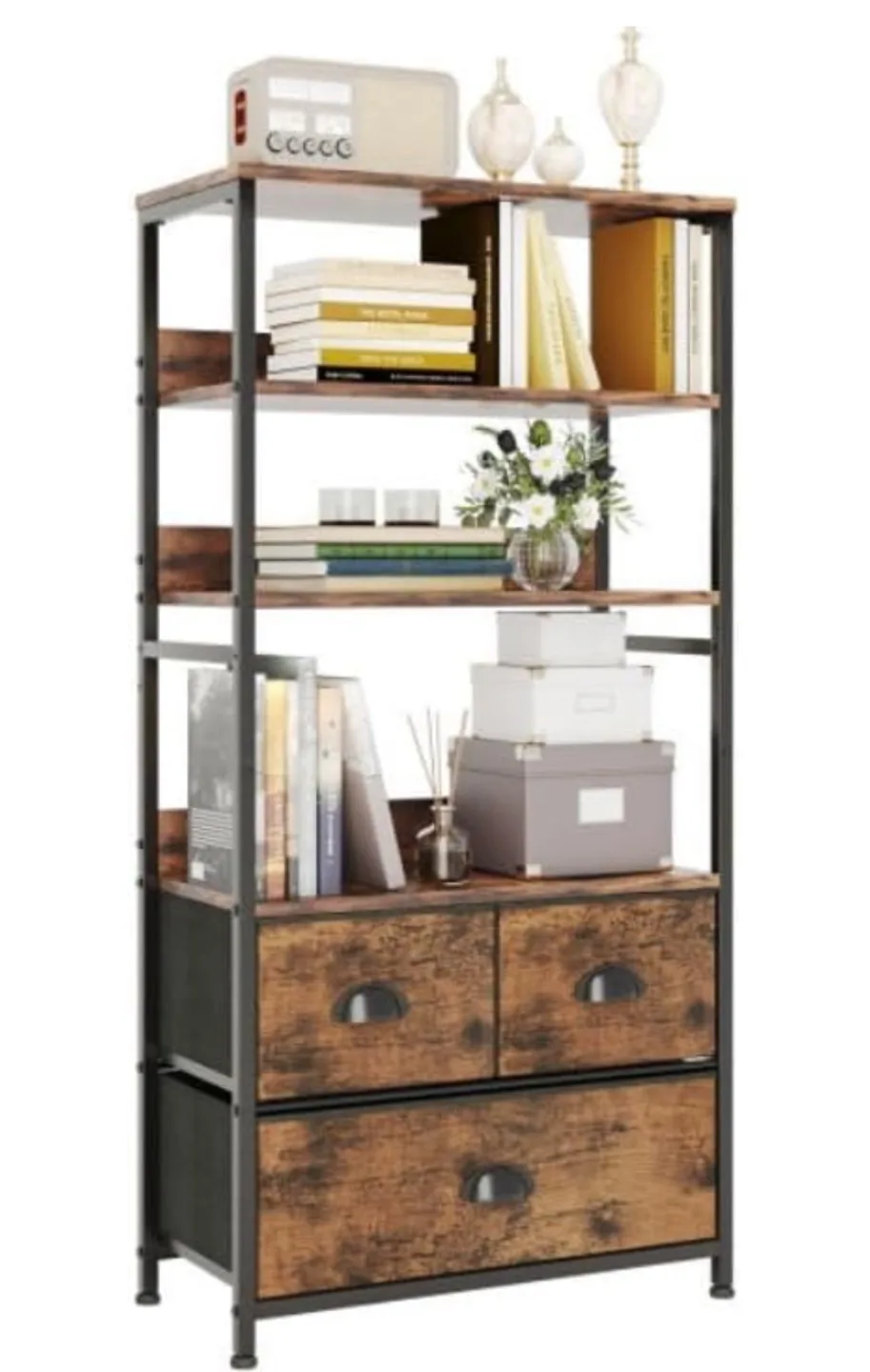 Industrial-Style Storage Shelf with Drawers thumbnail