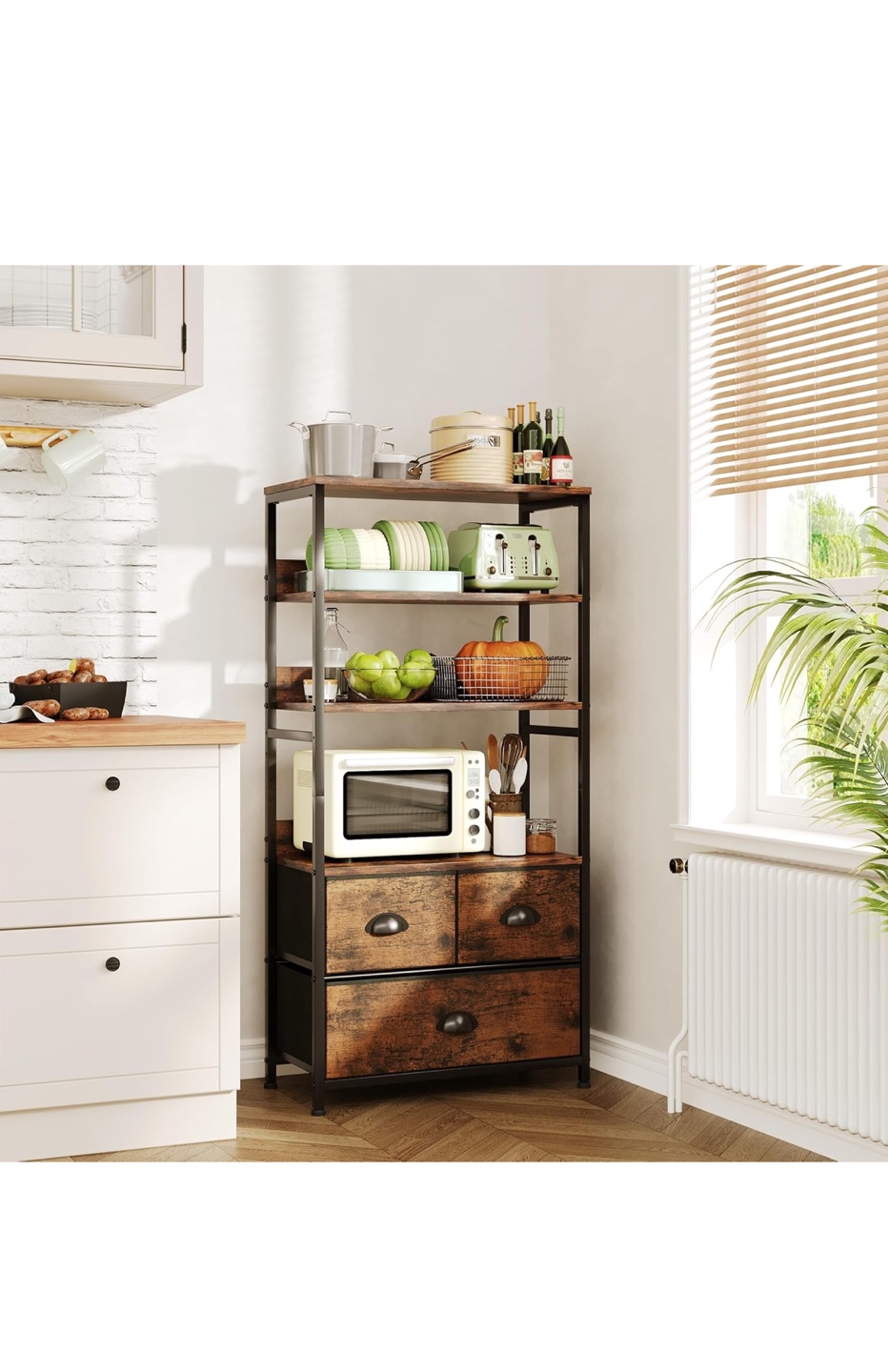 Industrial-Style Storage Shelf with Drawers - photo 4