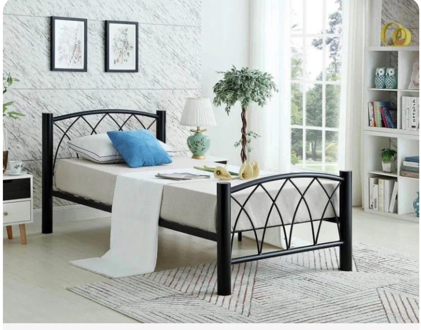Black Metal Single Bed Frame thumbnail