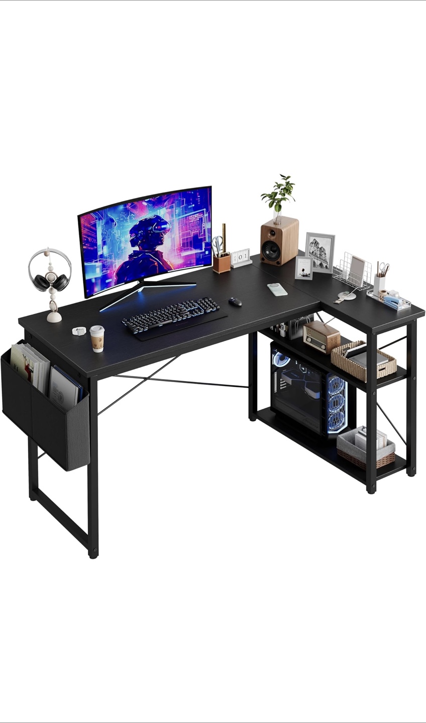 L-Shaped Computer Desk with Storage