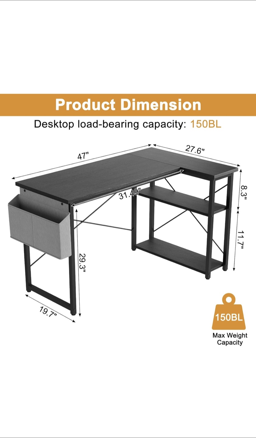 L-Shaped Computer Desk with Storage - photo 4