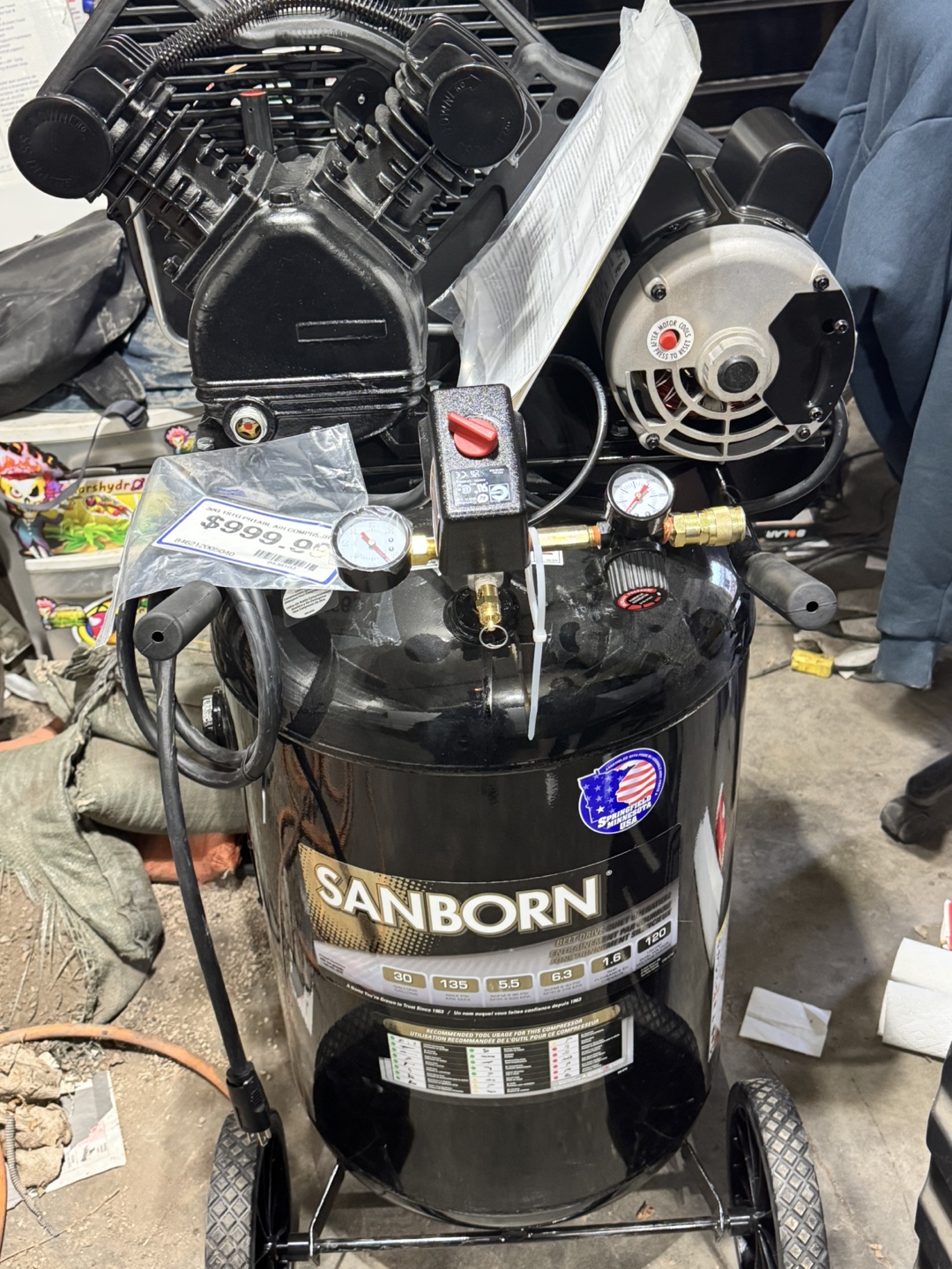 Sanborn 30-Gallon 135 PSI Belt Drive Air Compressor - photo 3