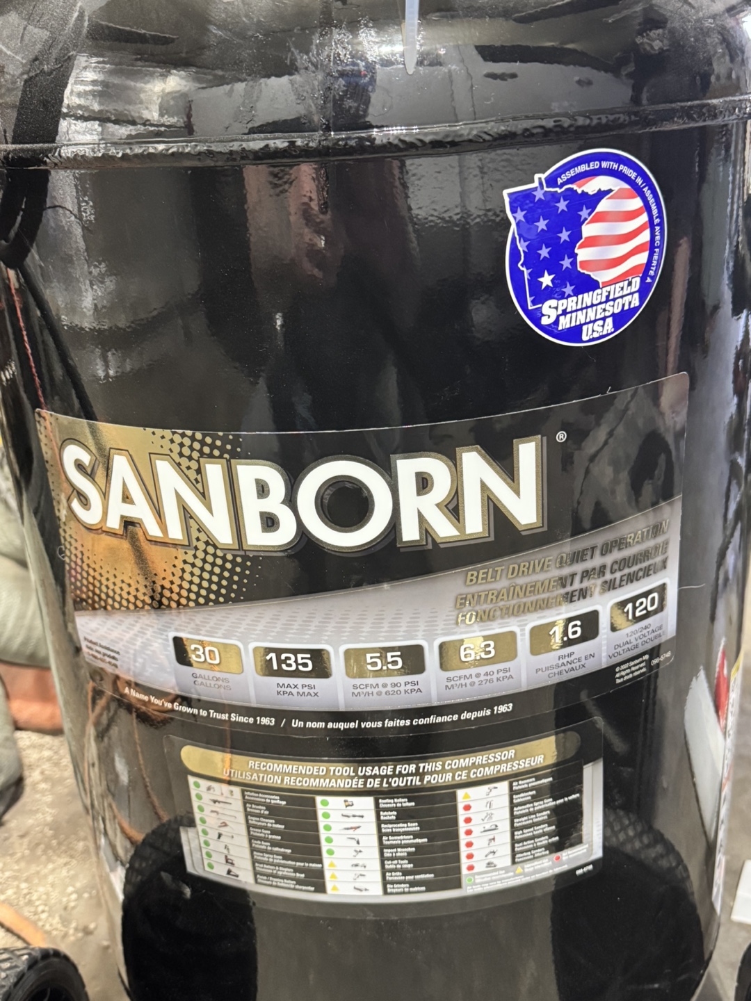 Sanborn 30-Gallon 135 PSI Belt Drive Air Compressor - photo 2