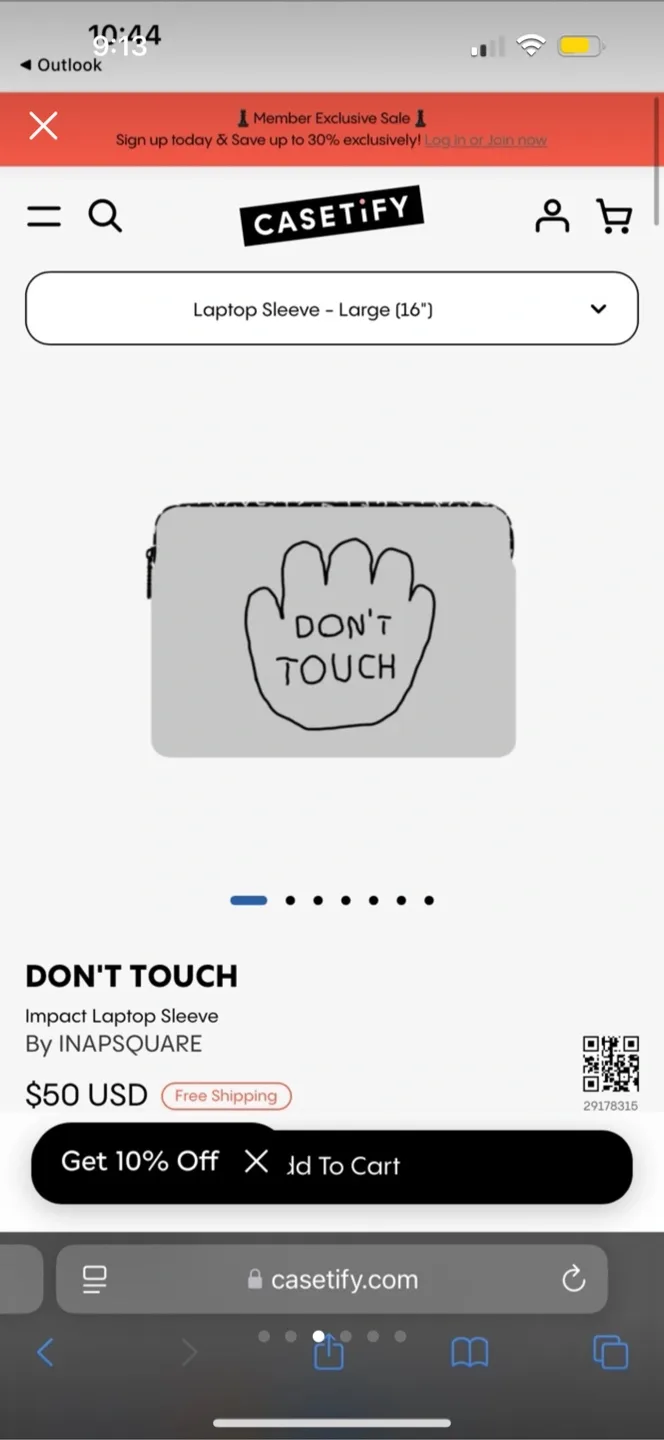 CASETIFY 16" Laptop Sleeve - Don't Touch image indicator(3)