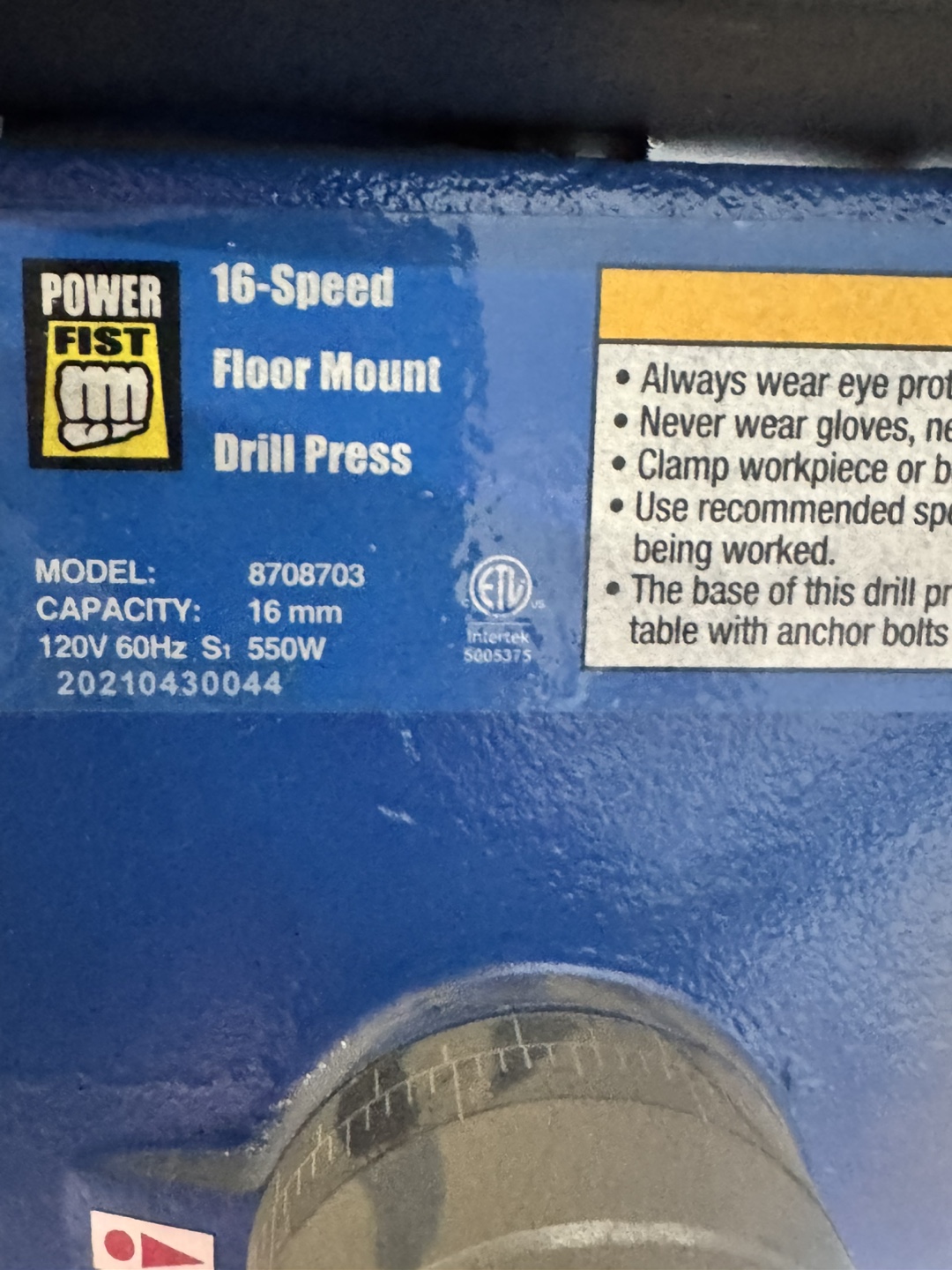 Powerfist 16-Speed Floor Mount Drill Press - 8708703 - photo 2