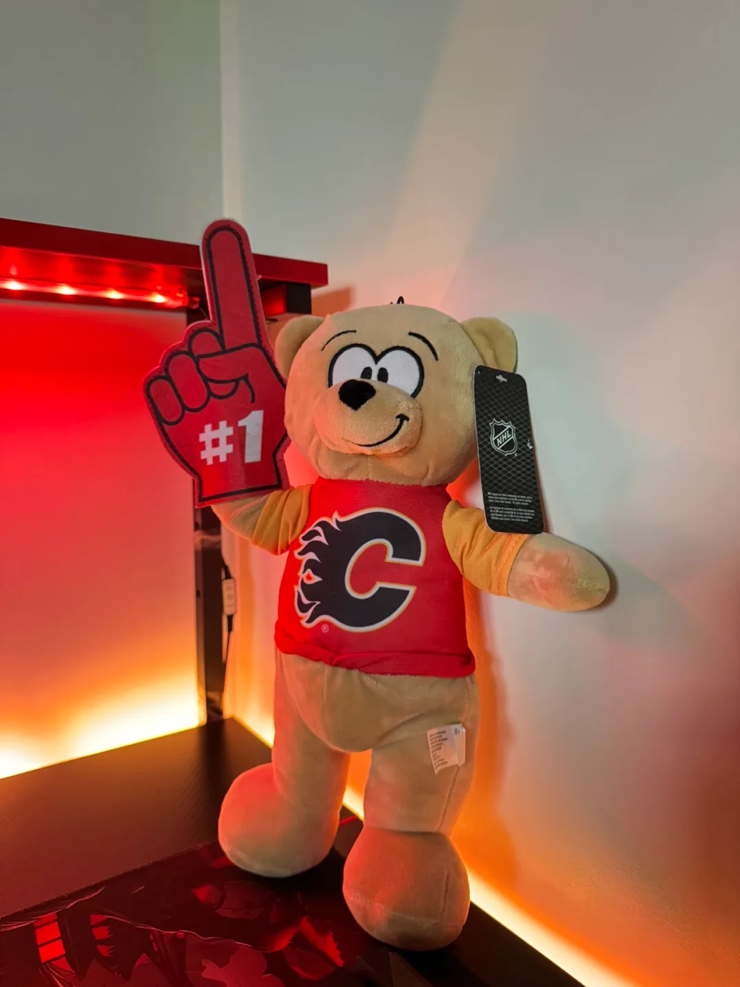 Calgary Flames Plush Bear with #1 Foam Finger thumbnail