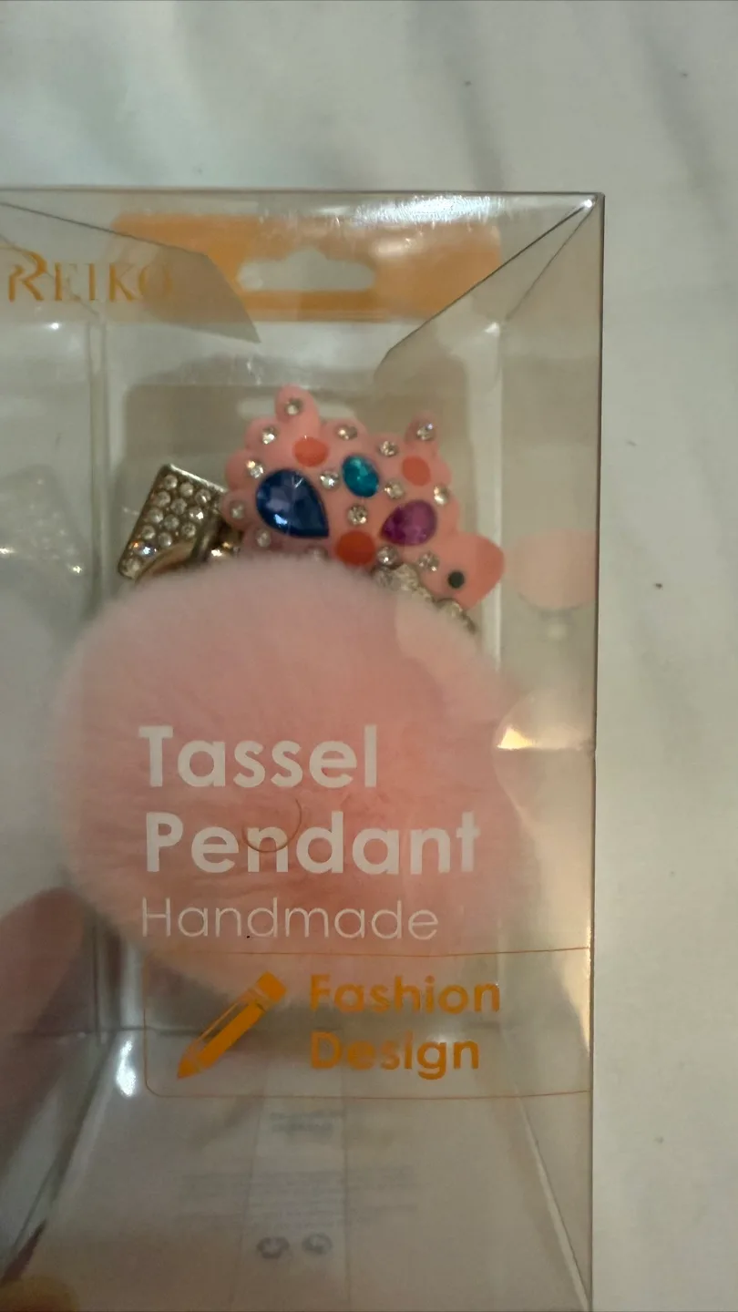 💚Pink Pom Pom kitty cat with Phone ring buckle image indicator(2)