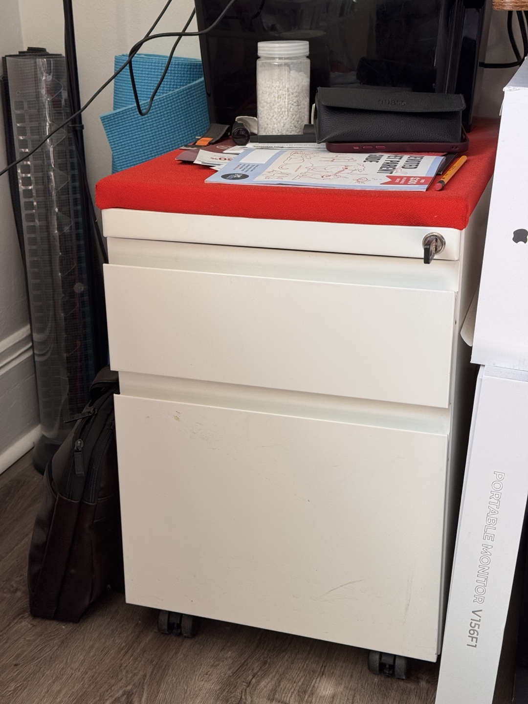 White Two-Drawer Mobile File Cabinet