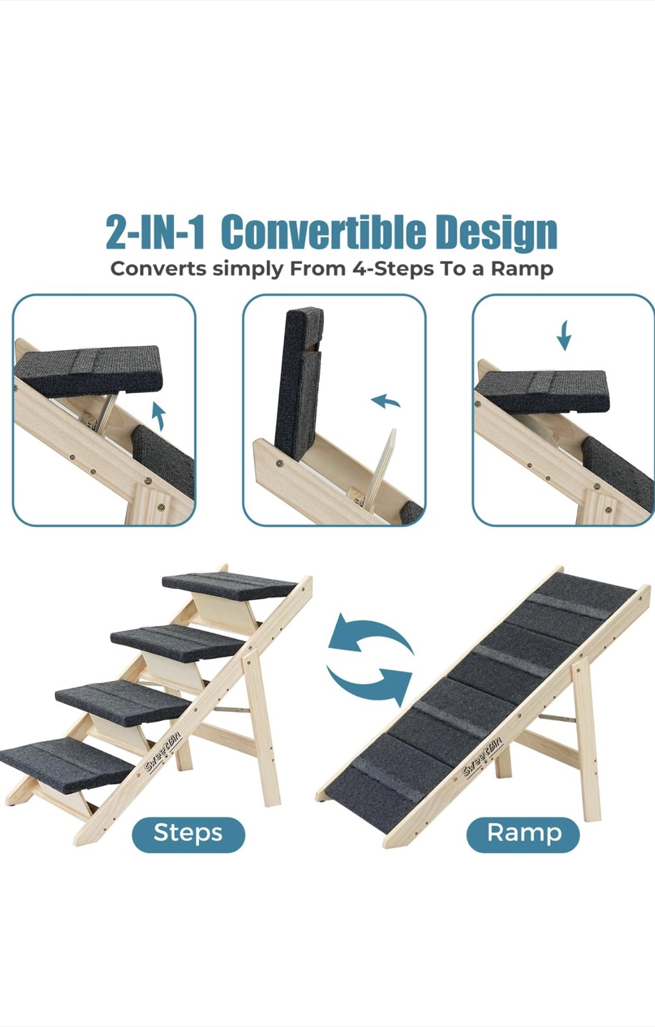 Pet Steps/Ramp - 2-in-1 Convertible Design - photo 3