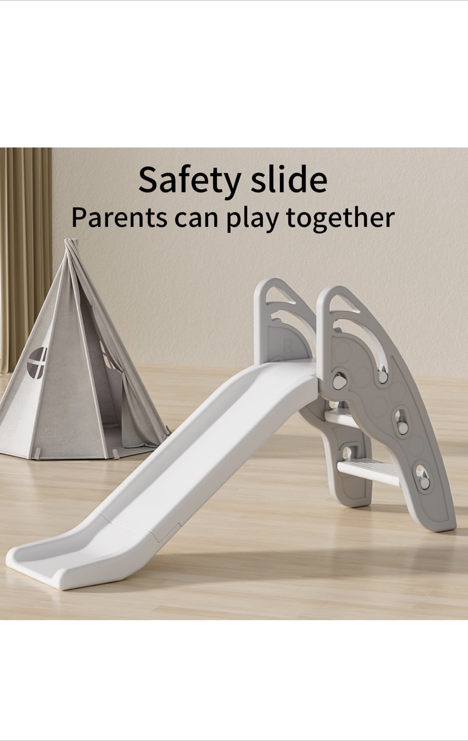 Indoor/Outdoor Kids' Play Slide - Grey and White