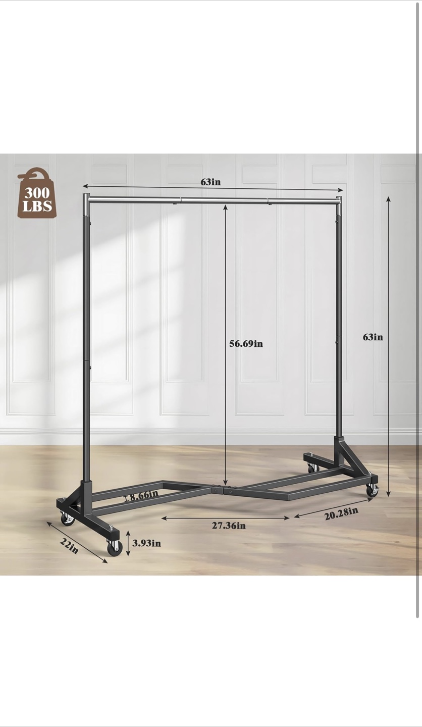 Heavy-Duty Clothes Rack with Pull-Up Bar - 300lbs Capacity