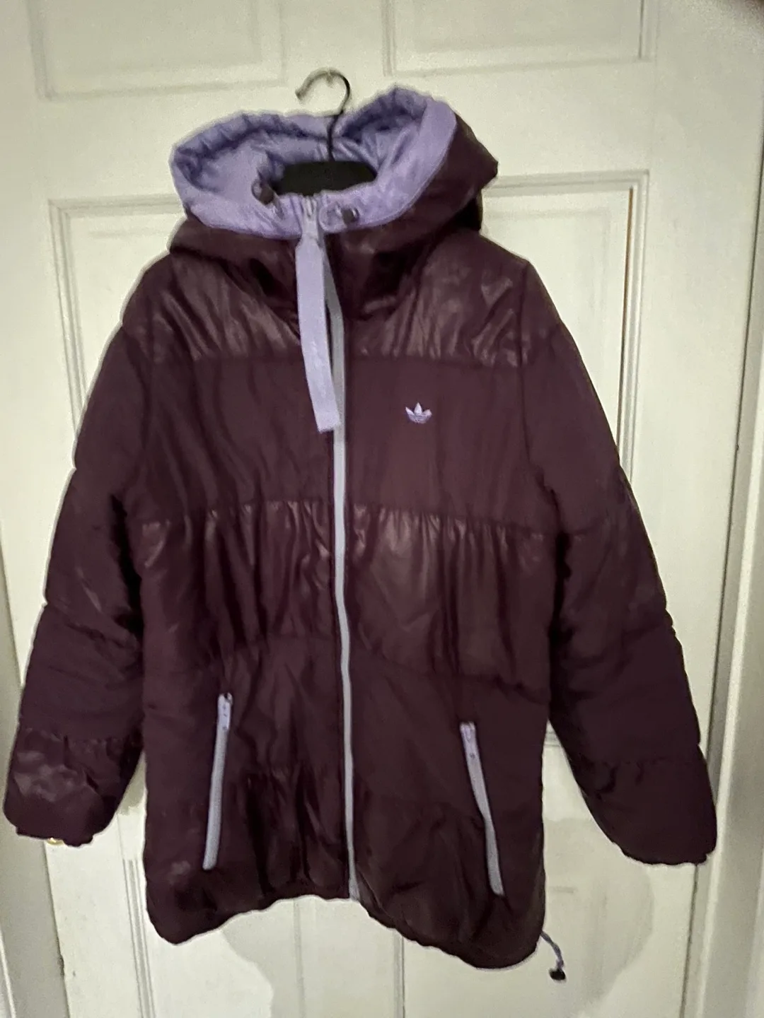 Adidas Purple Puffer Jacket with Lavender Hood image indicator(2)