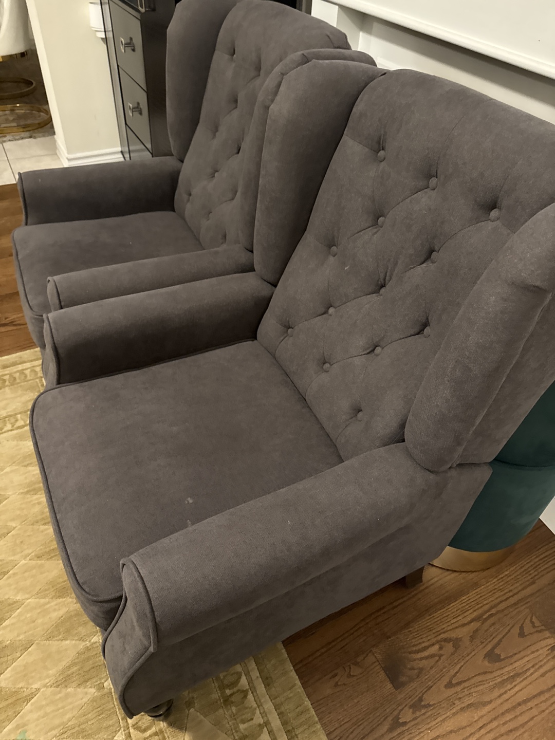 Pair of Grey Wingback Armchairs - photo 2