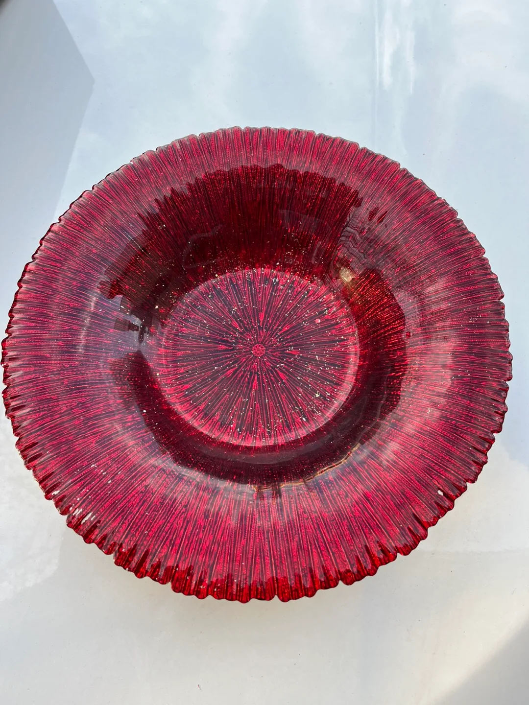 Stunning Red Glass Serving Bowl thumbnail